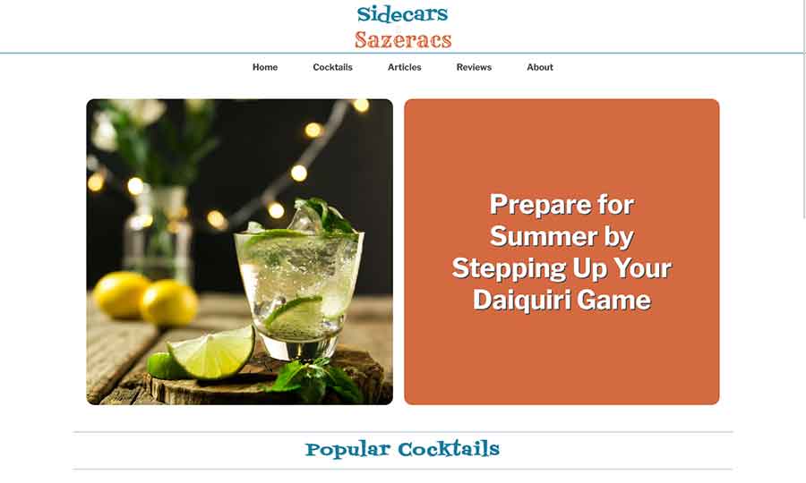 sidecars and sazeracs website